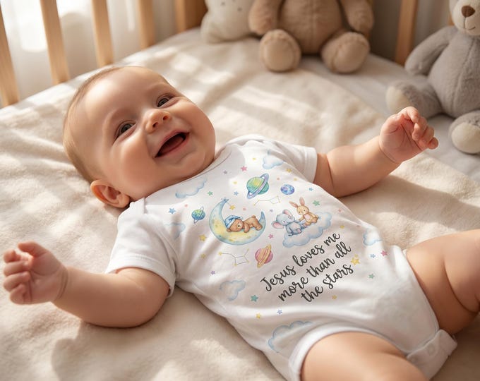 Christian baby gifts, Jesus Loves Me Bedtime Collection | Personalised, Teddy, Cushion & Nursery Print | Religious Faith Gifts Kids
