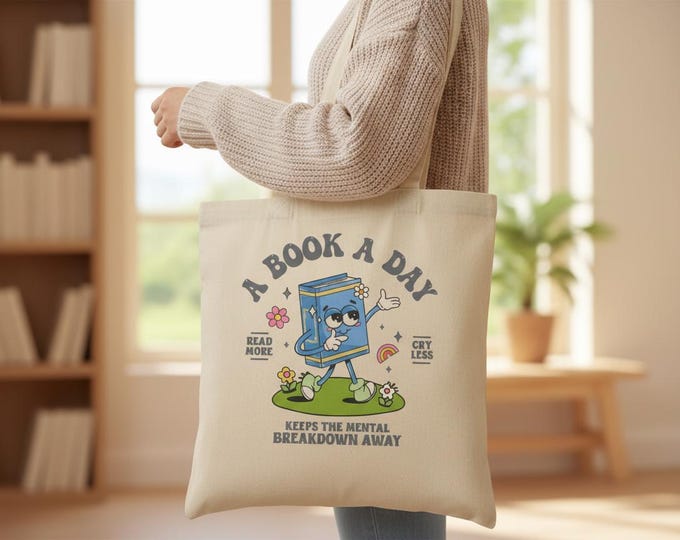 Funny Book Lover Tote Bag | Mental Health Reader Gift