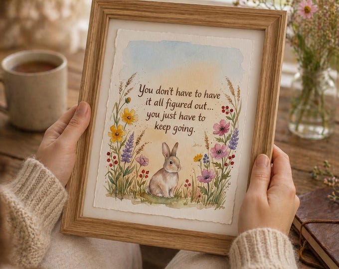 Motivational Quote Print | You Don’t Have to Have It All Figured Out | Keep Going Print | Inspirational Wall Art | Rabbit Illustration
