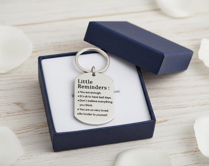 Little Reminders Inspirational Keychain | Silver Stainless Steel Keyring | Mental Health Gift | Birthday & Christmas Present