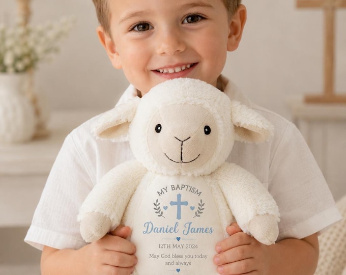 Christian Gift for Children | Baptism baby gift | Personalised First Holy Communion Gift | Teddy Bear Bunny | Christening & Baptism Keepsake