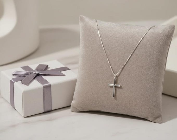 925 Sterling Silver Cross Necklace – Minimalist Christian Pendant | simple jewellery | Gifts for her