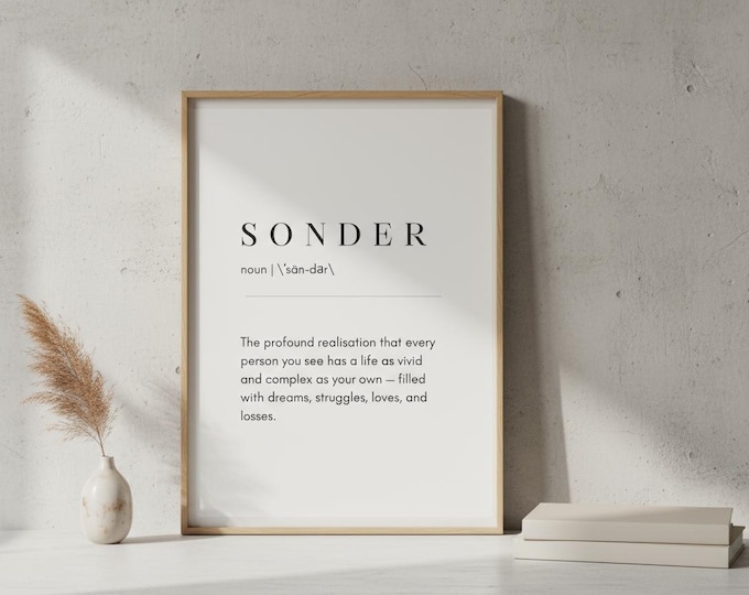 Sonder Definition Art Print – Inspirational Typography, Fine Art Paper