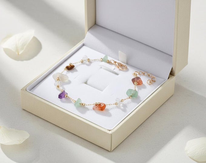 Colorful Crystal Chip Anklet – Natural Stone Beaded Bracelet