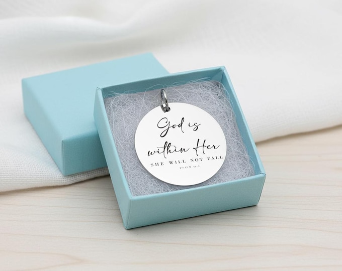 Psalm 46:5 Keychain | Engraved Stainless Steel Christian Gift