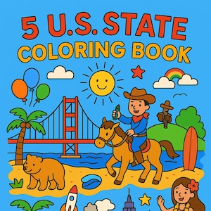 Coloring Book of 5 State in USA