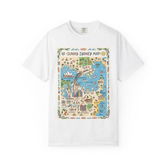 Unisex Garment-Dyed T-shirt | Illustrated Melbourne City Map