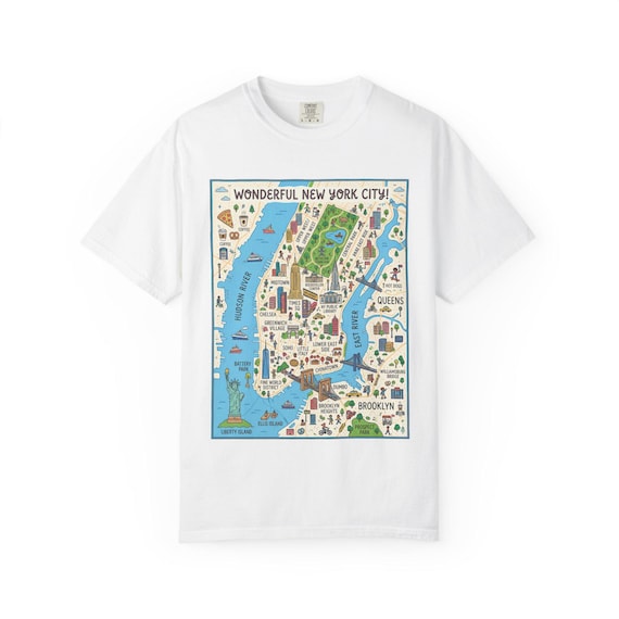 New York City Map T-Shirt | Hand-Drawn NYC Landmarks Tee