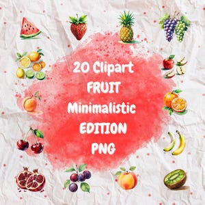 Watercolor Fruit Clipart Bundle – 20PNG Illustrations | Tropical Summer Fruits, Printable Art, Digital Stickers, Sublimation