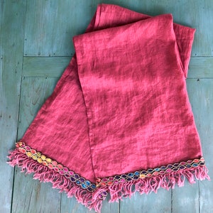 Magenta Shawl: 100% Linen, 70&quot; x 23&quot;