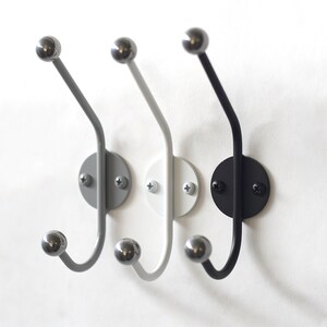 2 Wall Hooks 90mm Bent with Rosette 55mm Dia Metal Modern Jum44
