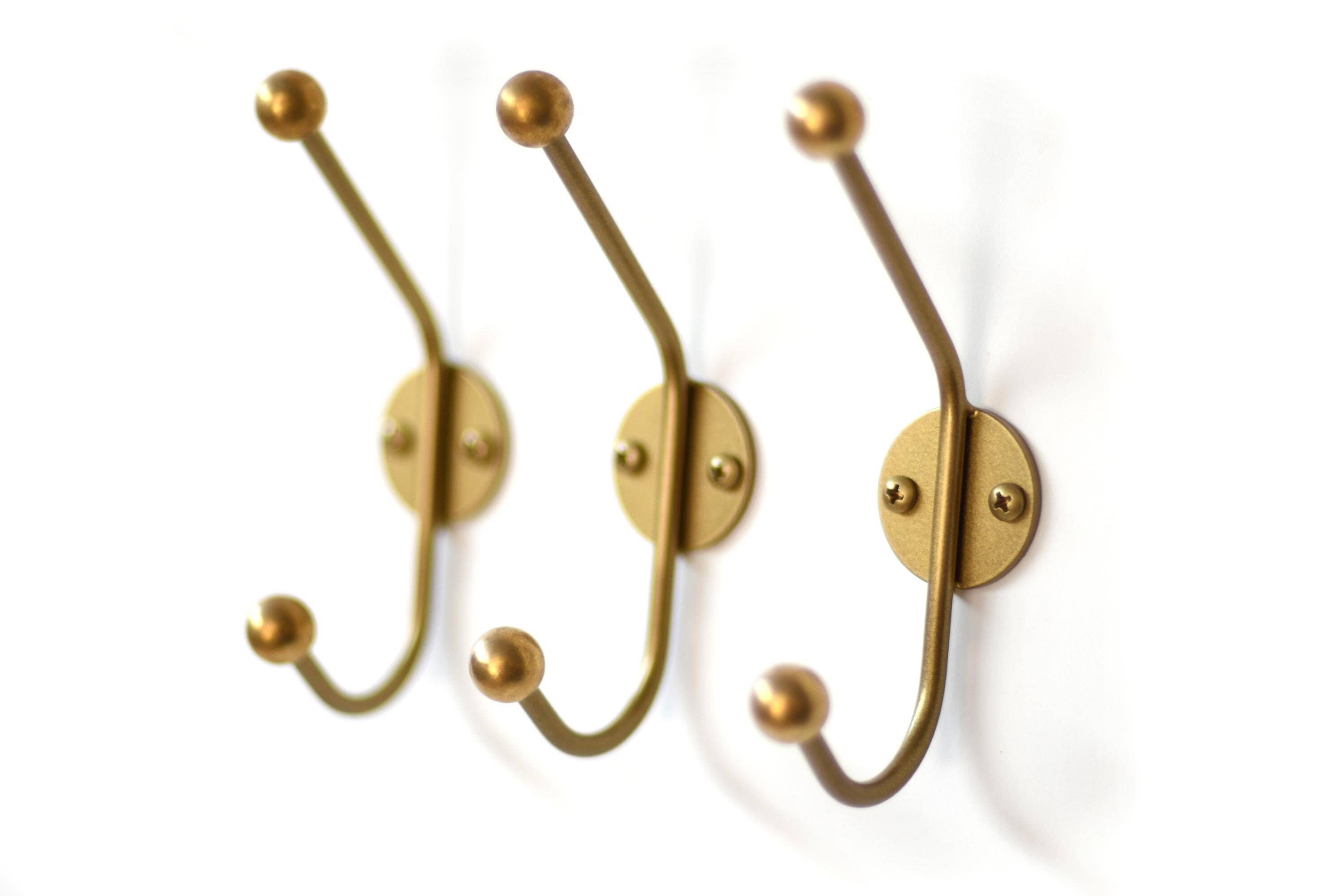 Gold- Mid Century Double Wall Hook - Etsy