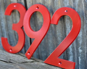 Red - Powder Coated Aluminum Numbers with matching screws