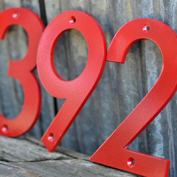 Red - Powder Coated Aluminum Numbers with matching screws