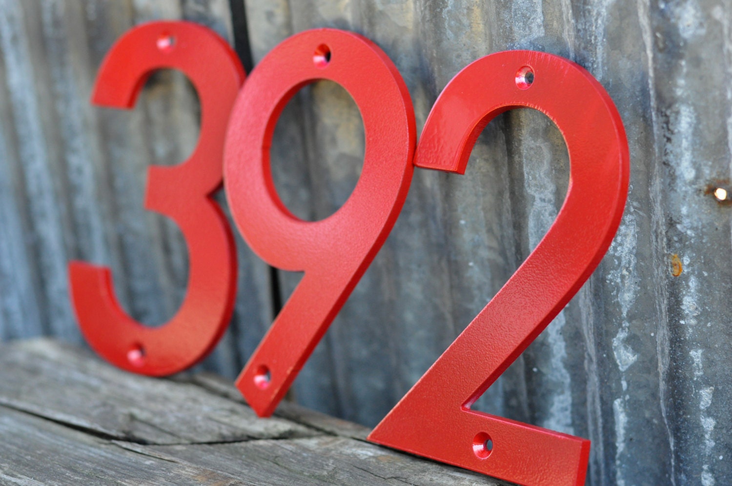 Red - Powder Coated Aluminum Numbers with matching screws