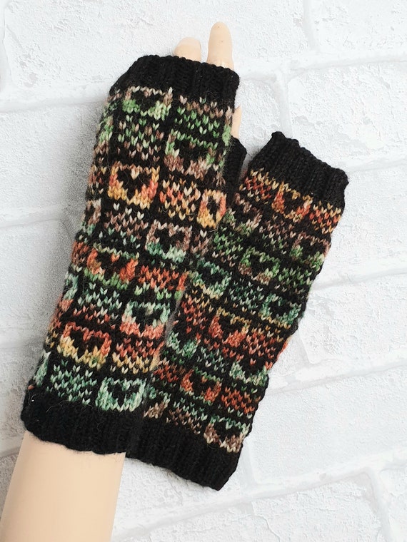 1 Free Shipping Fingerless Mittens Cable Knit Fingerless Gloves Winter Fashion Accessories Wool Jacquard Mittens Fair Isle