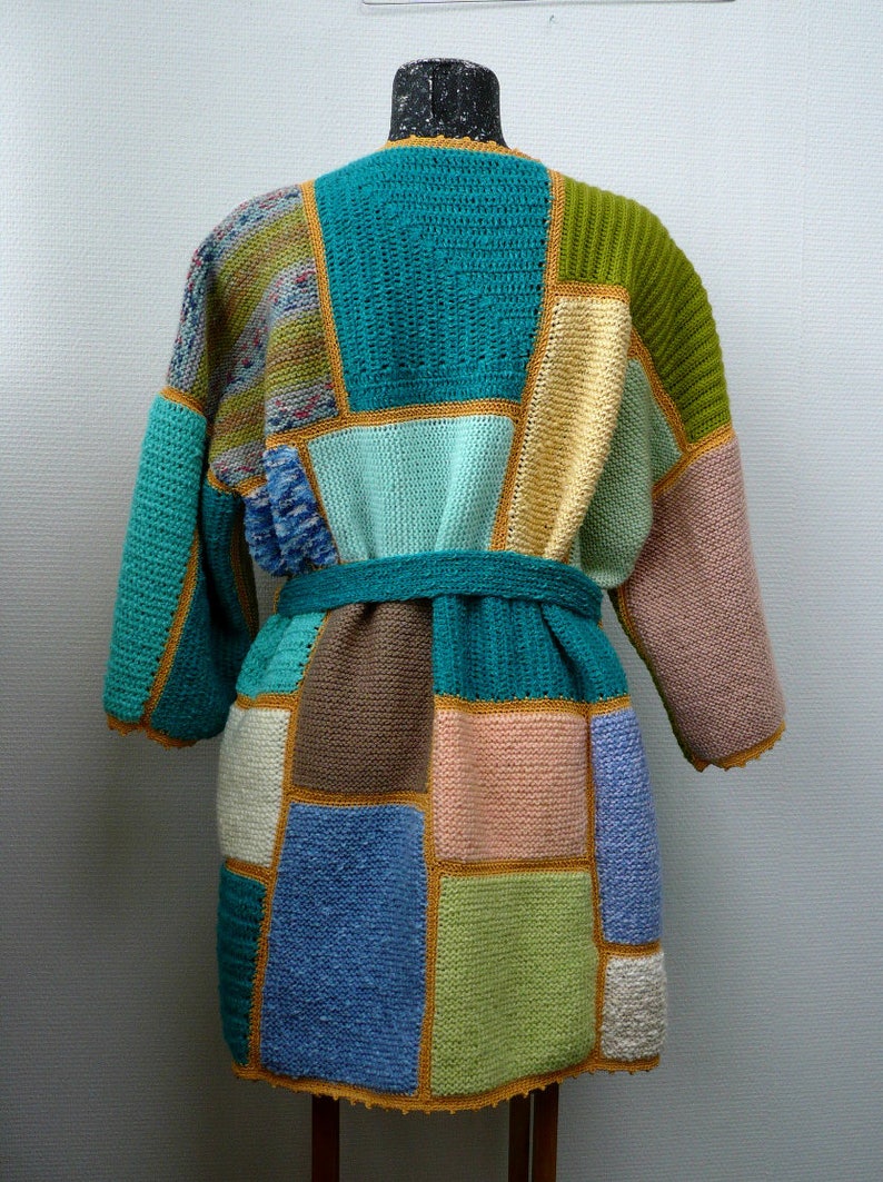 Christmas in July Plus size clothing Plus Size Cardigan Ready to ship Oversize Sweater Women/'s Clothes Hand knit patchwork