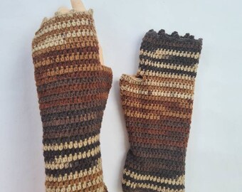 Fingerless gloves in bohemian style , Wool knit fingerless glove , Multicolored fingerless arm warmer , Elegant woman gloves