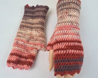 Fingerless gloves in bohemian style , Wool knit fingerless glove , Multicolored fingerless arm warmer , Elegant woman gloves