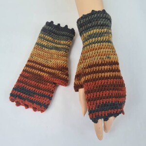 Fingerless gloves in bohemian style , Wool knit fingerless glove , Multicolored fingerless arm warmer , Elegant woman gloves image 1