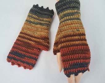 Fingerless gloves in bohemian style , Wool knit fingerless glove , Multicolored fingerless arm warmer , Elegant woman gloves