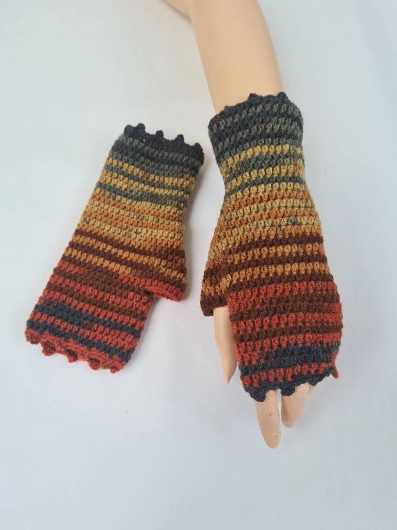 Fingerless gloves in bohemian style , Wool knit fingerless glove , Multicolored fingerless arm warmer , Elegant woman gloves image 1