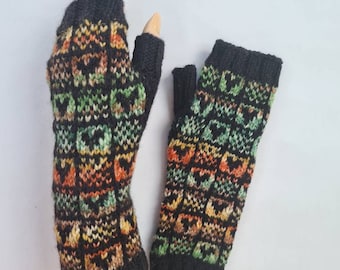 Fingerless Mittens / Cable Knit Fingerless Gloves / Winter Fashion Accessories / Wool fair isle mittens