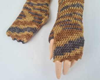 Fingerless gloves in bohemian style , Wool knit fingerless glove , Multicolored fingerless arm warmer , Elegant woman gloves