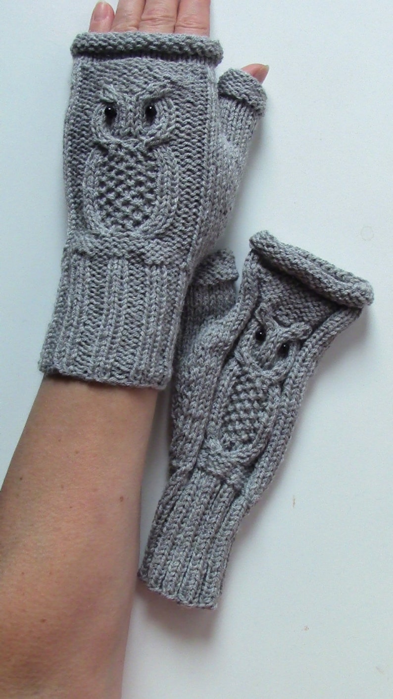 Owl / Fingerless Gloves / Fingerless Mittens / Winter Fashion Accessories / Ready to shipping image 1