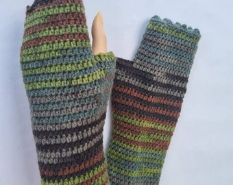 Fingerless gloves in bohemian style , Wool knit fingerless glove , Multicolored fingerless arm warmer , Elegant woman gloves