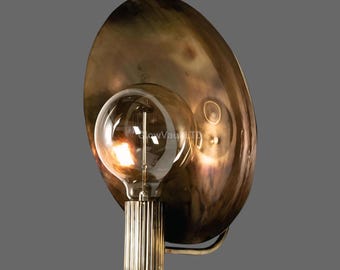 Vintage Brass Wall Sconce with Reflector Shade | Mid Century Industrial Light Fixture | Antique Style Wall Light | Handmade Light Sputnik