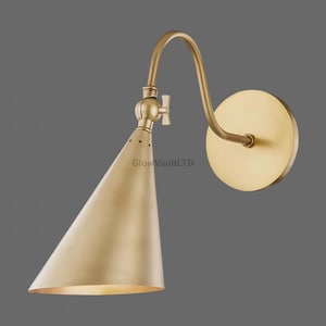 Mid Century Modern Cone Wall Sconce Brass or Chrome | Stilnovo Style Adjustable Wall Light | Scandinavian Bedside Reading Lamp Sputnik Lamp