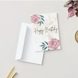 Gefeliciteerd – Digitale verjaardagskaart om af te drukken Bloemen