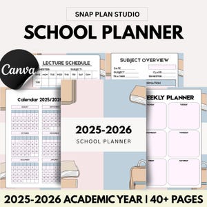 Editable School Planner for Kids 2025-2026, Printable, Digital PDF, School Checklist, Routines, Homework, Chores, Calendars, Affirmations