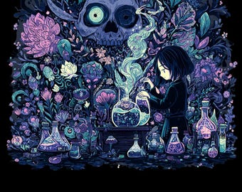 T-shirt d'Halloween sorcière gothique, chemise unisexe en coton épais