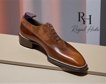 Handmade Brown Suede Leather Oxford Shoes | Men's Formal Footwear