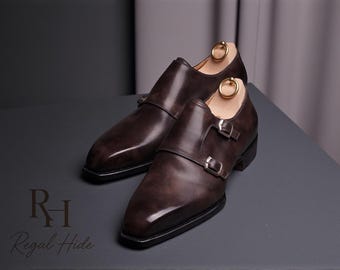 Handmade Leather Double Monk Strap Dress Shoes | Formal Footwear