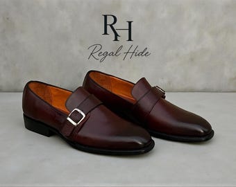 Handmade Leather Single Monk Strap Dress Shoes | Formal And Casual Men's Footwear