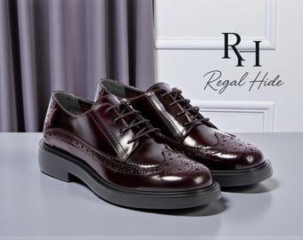 Handmade Leather Derby Brogue Shoes | Men's Formal Footwear