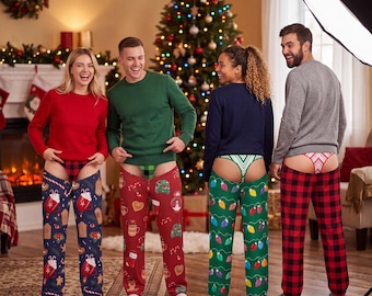 Personalized Funny Men Underwear, Gift Christmas Pajama Pants For Him, Custom Lounge Pants