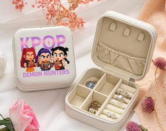 Custom K-Pop Anime Jewelry Box, K-pop Demon Hunter Jewelry Box, Personalized Anime Travel Organizer, Gift for Fans Collectors, Gifts for Her