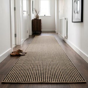 Tapis de passage à rayures neutres, tapis de couloir en laine, tapis moderne minimaliste
