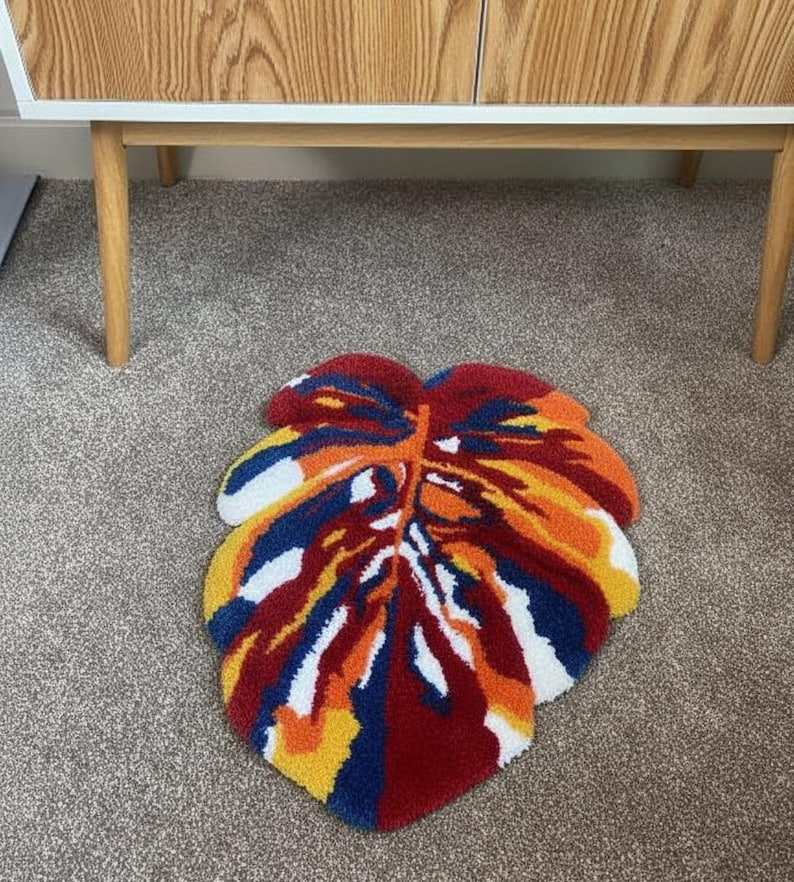 Unique Leaf Design Rug – Soft Floor Decor for Home & Office - Etsy
