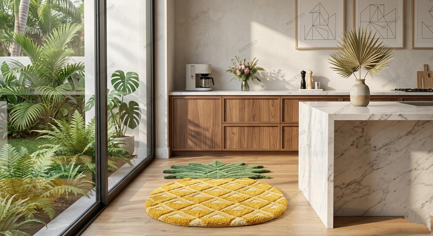 Pineaaple Insoired Rug Pineapple Shaped Rug, Tropical Tufted Carpet, Fruit Area Rug Decor - Etsy