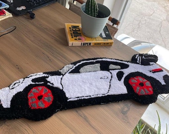 Handmade Tufted Sports Car Rug - Playful Home Decor