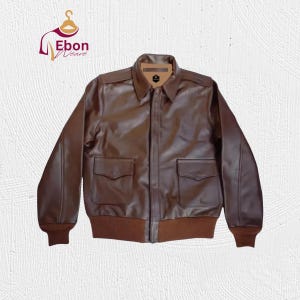 Premium A2 Flight Jacket – Men’s Classic Brown Bomber Coat in Real Leather Vintage Air Force Aviator Style