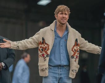 Cardigan loup tricoté à la main, pull en laine mélangée inspiré du projet Hail Mary