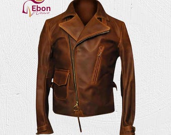 Limited Edition Captain America Jacket – The First Avenger Distressed Brown Biker Leather Coat