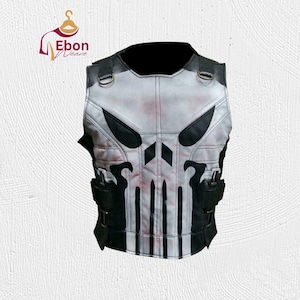 Ultimate Punisher Vest – Jon Bernthal Season 2 Frank Castle Black Leather Cosplay Costume for Men | Premium Tactical Style