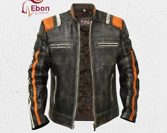 Ultimate Retro 3 Jacket – Men’s Cafe Racer Vintage Distressed Leather Biker Coat Classic Moto Style